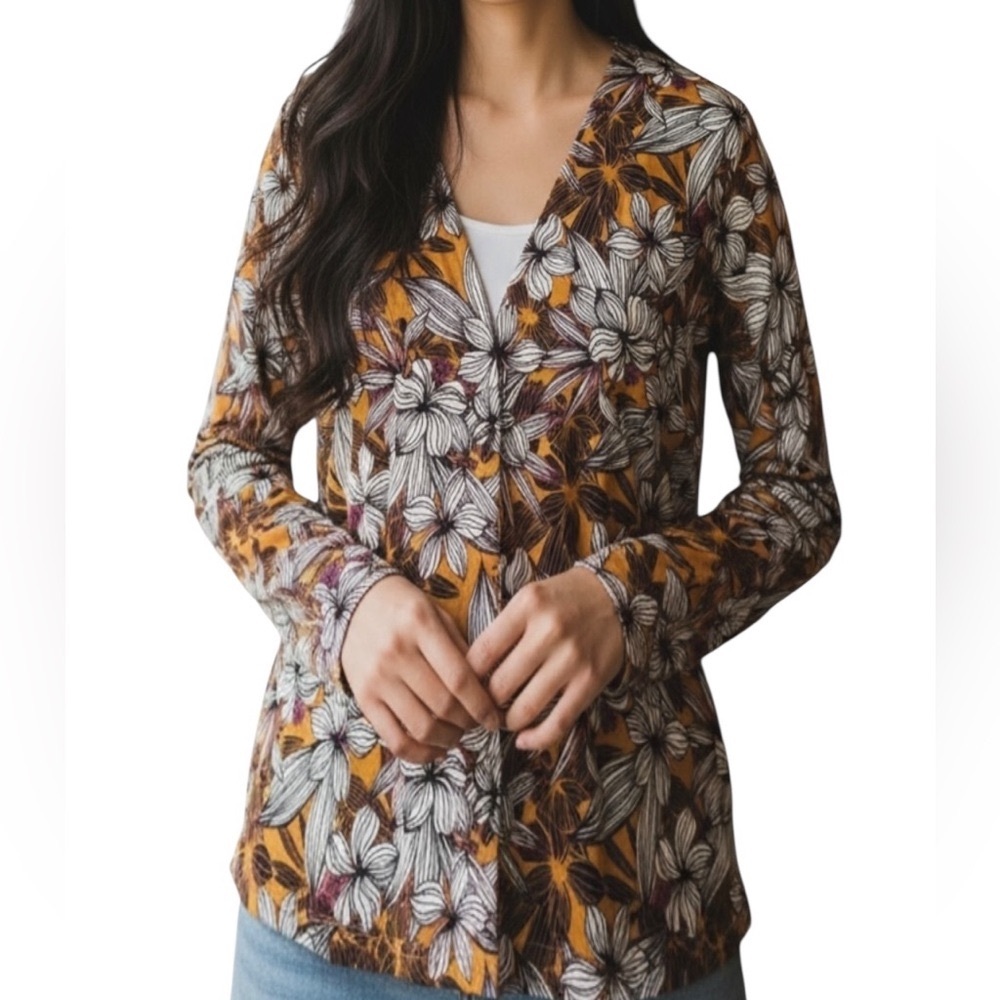Cable & Gauge XL Floral Fly Away Cardigan Sweater NWT